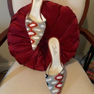 Multi drip burgundy, white, beige and gray mule